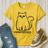 Unimpressed Funny Angry Cat Womens T-Shirt