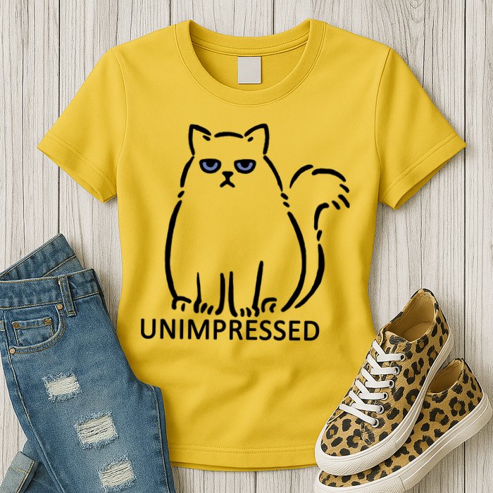 Unimpressed Funny Angry Cat Womens T-Shirt