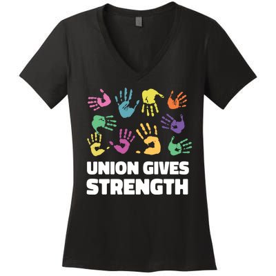 Union Gives Strength Women's V-Neck T-Shirt