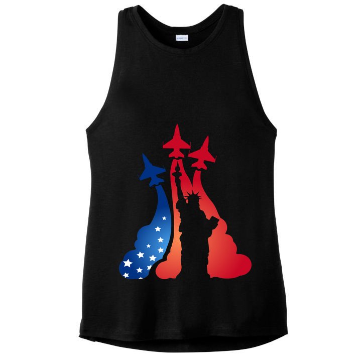 United States Air Force Jets Statue Of Liberty Ladies PosiCharge Tri-Blend Wicking Tank