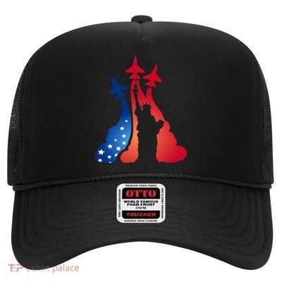 United States Air Force Jets Statue Of Liberty High Crown Mesh Back Trucker Hat