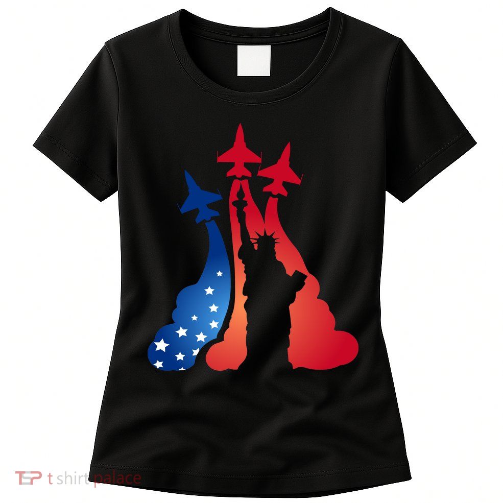 United States Air Force Jets Statue Of Liberty Womens T-Shirt