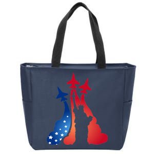 United States Air Force Jets Statue Of Liberty Zip Tote Bag