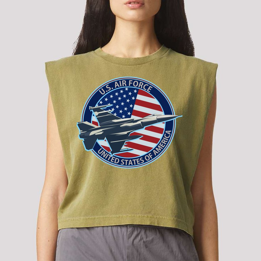 United States Air Force Logo Garment-Dyed Women's Muscle Tee