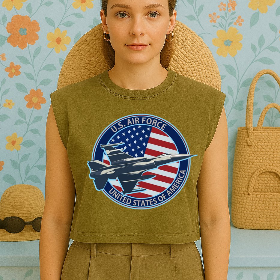 United States Air Force Logo Garment-Dyed Women's Muscle Tee