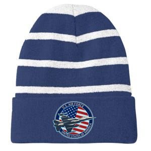 United States Air Force Logo Striped Beanie with Solid Band