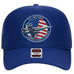 United States Air Force Logo High Crown Mesh Back Trucker Hat