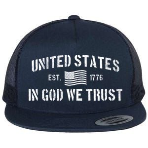 United States Est. 1776 In God We Trust Flat Bill Trucker Hat