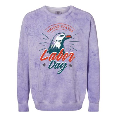 United States Labor Day Eagle Colorblast Crewneck Sweatshirt