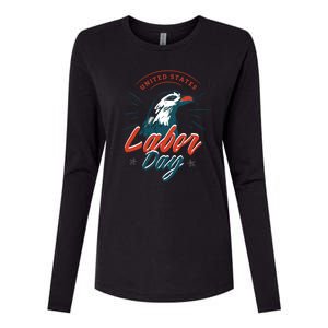 United States Labor Day Eagle Womens Cotton Relaxed Long Sleeve T-Shirt