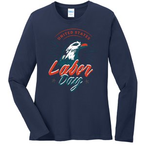 United States Labor Day Eagle Ladies Long Sleeve Shirt