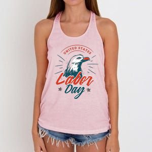 United States Labor Day Eagle Women's Knotted Racerback Tank