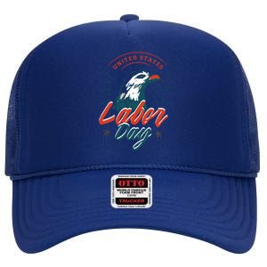 United States Labor Day Eagle High Crown Mesh Back Trucker Hat