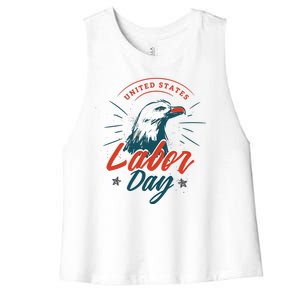 United States Labor Day Eagle Women's Racerback Cropped Tank