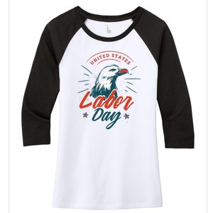 United States Labor Day Eagle Women's Tri-Blend 3/4-Sleeve Raglan Shirt