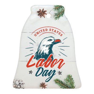 United States Labor Day Eagle Ceramic Bell Ornament