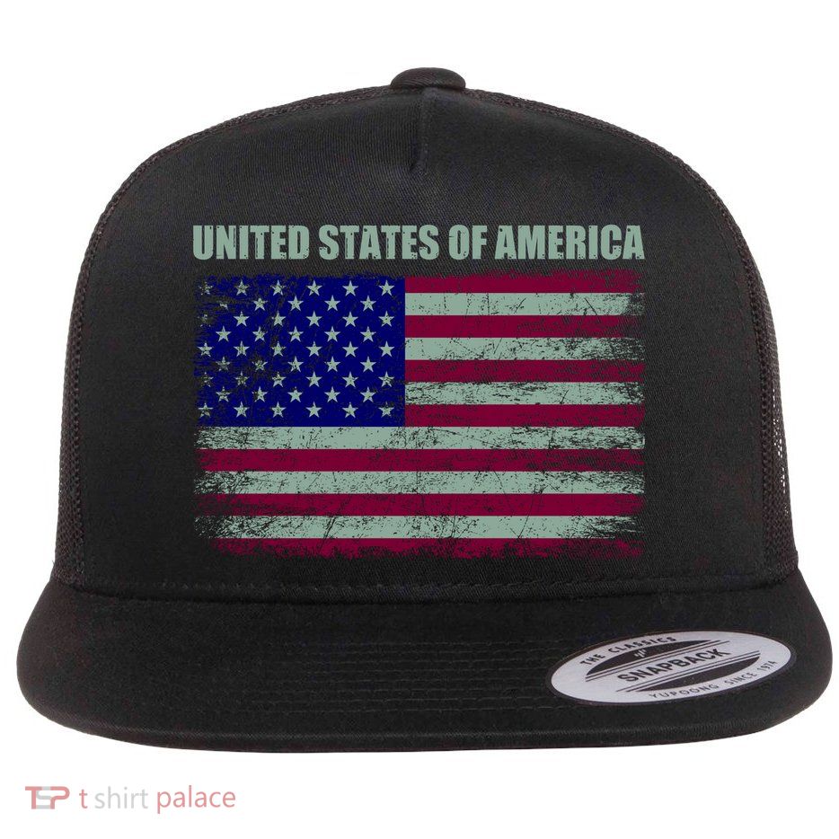 United States Of America Flat Bill Trucker Hat