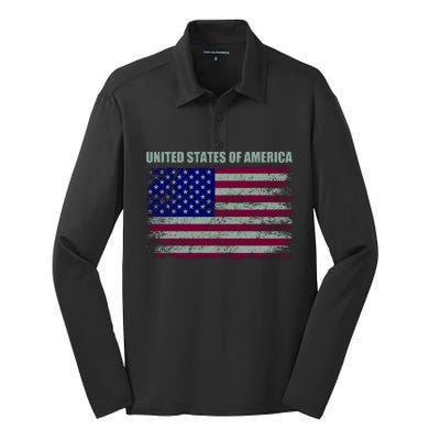 United States Of America Silk Touch Performance Long Sleeve Polo