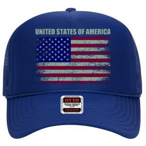 United States Of America High Crown Mesh Back Trucker Hat