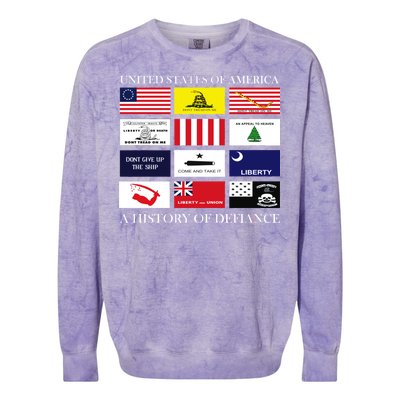 United States Of America A History Of Defiance  Colorblast Crewneck Sweatshirt