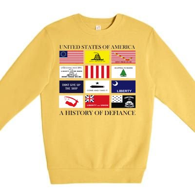 United States Of America A History Of Defiance  Premium Crewneck Sweatshirt