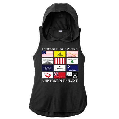 United States Of America A History Of Defiance  Ladies PosiCharge Tri-Blend Wicking Draft Hoodie Tank