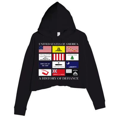 United States Of America A History Of Defiance  Crop Fleece Hoodie