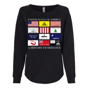 United States Of America A History Of Defiance  Womens California Wash Sweatshirt