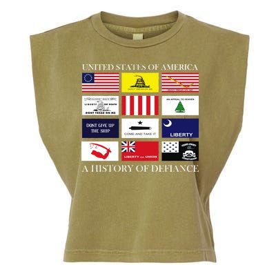 United States Of America A History Of Defiance  Garment-Dyed Women's Muscle Tee