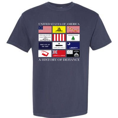 United States Of America A History Of Defiance  Garment-Dyed Heavyweight T-Shirt