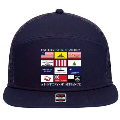 United States Of America A History Of Defiance  7 Panel Mesh Trucker Snapback Hat