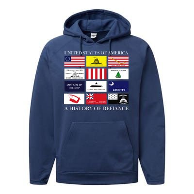 United States Of America A History Of Defiance  Performance Fleece Hoodie