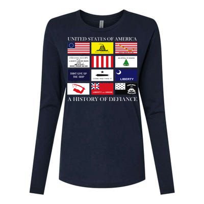 United States Of America A History Of Defiance  Womens Cotton Relaxed Long Sleeve T-Shirt