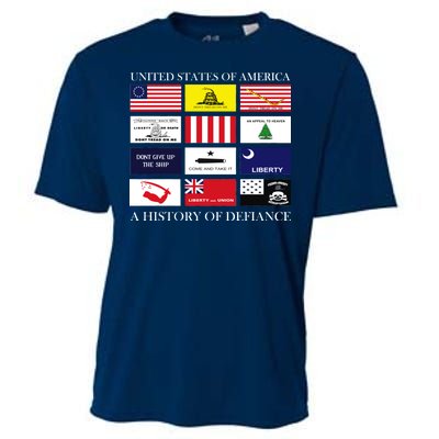 United States Of America A History Of Defiance  Cooling Performance Crew T-Shirt