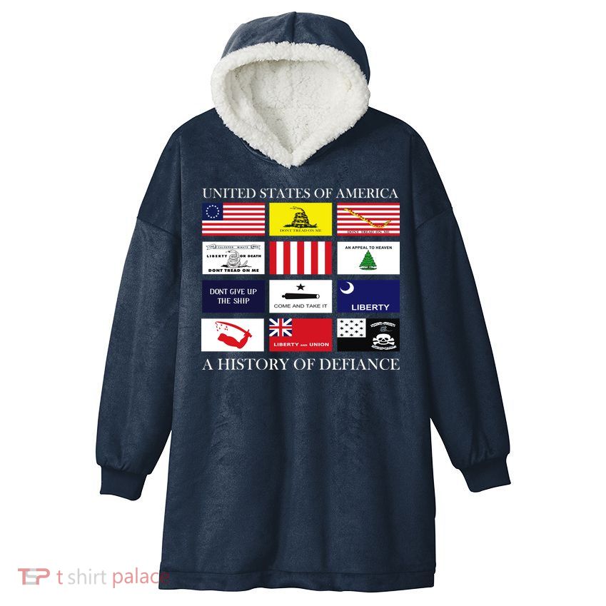 United States Of America A History Of Defiance  Hooded Wearable Blanket