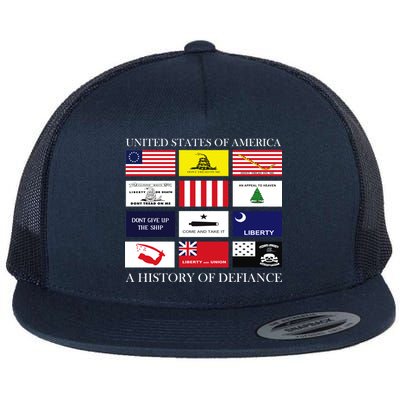 United States Of America A History Of Defiance  Flat Bill Trucker Hat