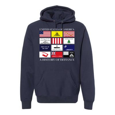 United States Of America A History Of Defiance  Premium Hoodie