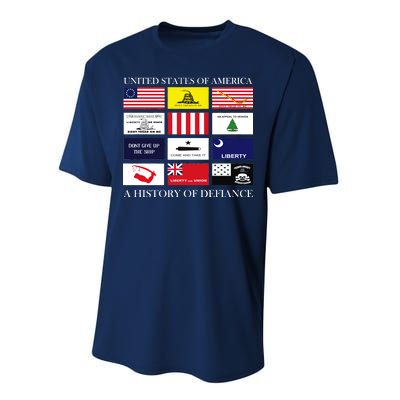 United States Of America A History Of Defiance  Performance Sprint T-Shirt