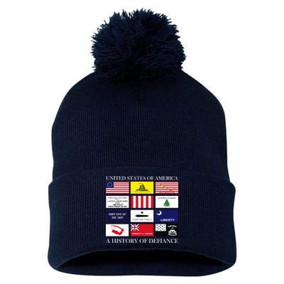 United States Of America A History Of Defiance  Pom Pom 12in Knit Beanie