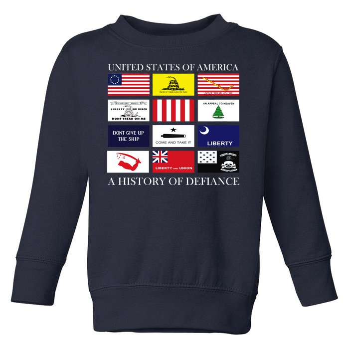 United States Of America A History Of Defiance  Toddler Sweatshirt