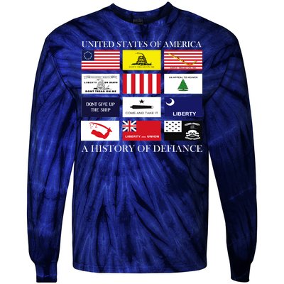 United States Of America A History Of Defiance  Tie-Dye Long Sleeve Shirt