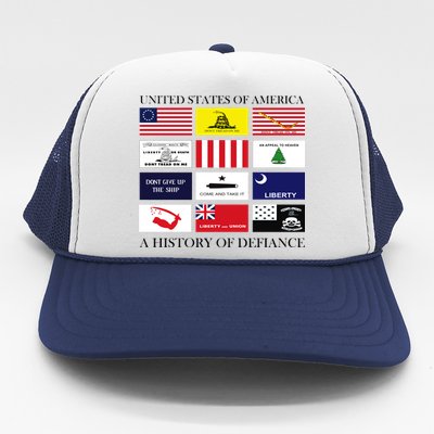 United States Of America A History Of Defiance  Trucker Hat