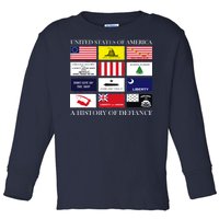 United States Of America A History Of Defiance  Toddler Long Sleeve Shirt