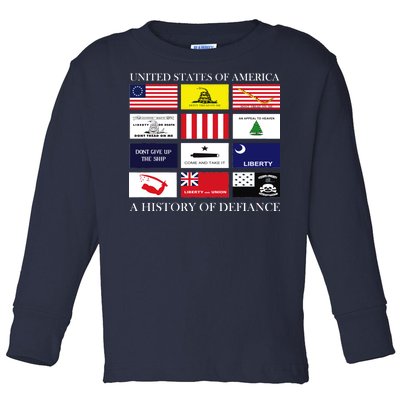 United States Of America A History Of Defiance  Toddler Long Sleeve Shirt