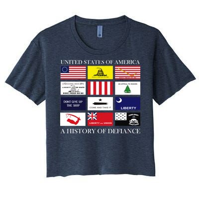 United States Of America A History Of Defiance  Women's Crop Top Tee