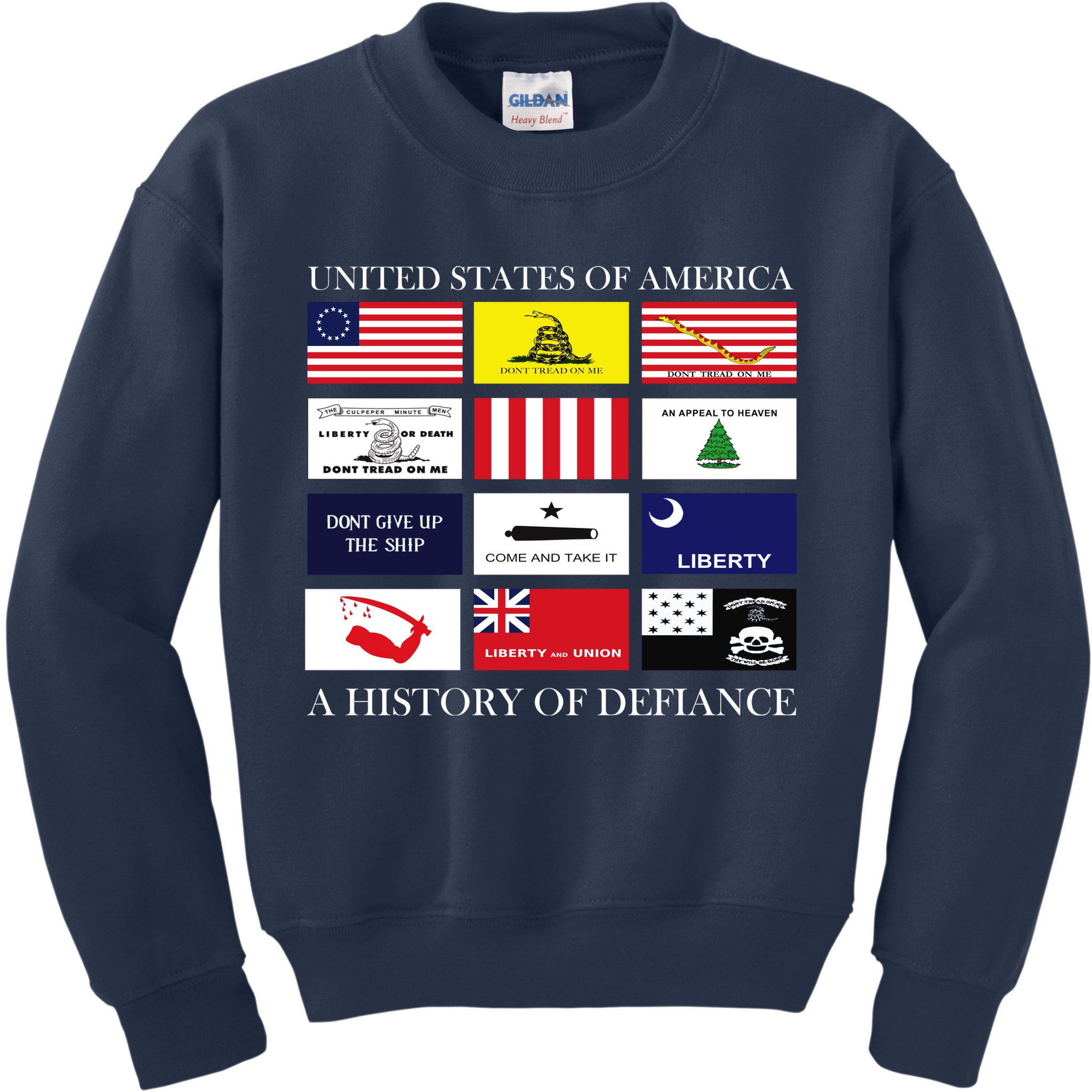 United States Of America A History Of Defiance  Kids Sweatshirt