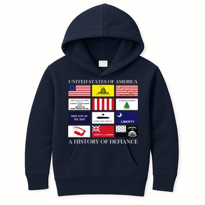 United States Of America A History Of Defiance  Kids Hoodie