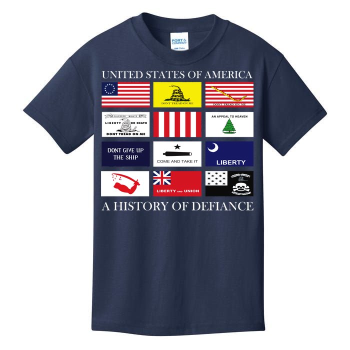 United States Of America A History Of Defiance  Kids T-Shirt