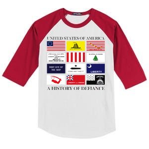 United States Of America A History Of Defiance  Kids Colorblock Raglan Jersey