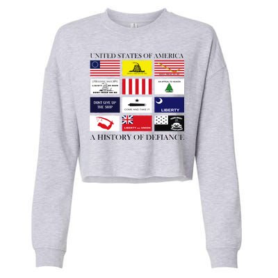 United States Of America A History Of Defiance  Cropped Pullover Crew